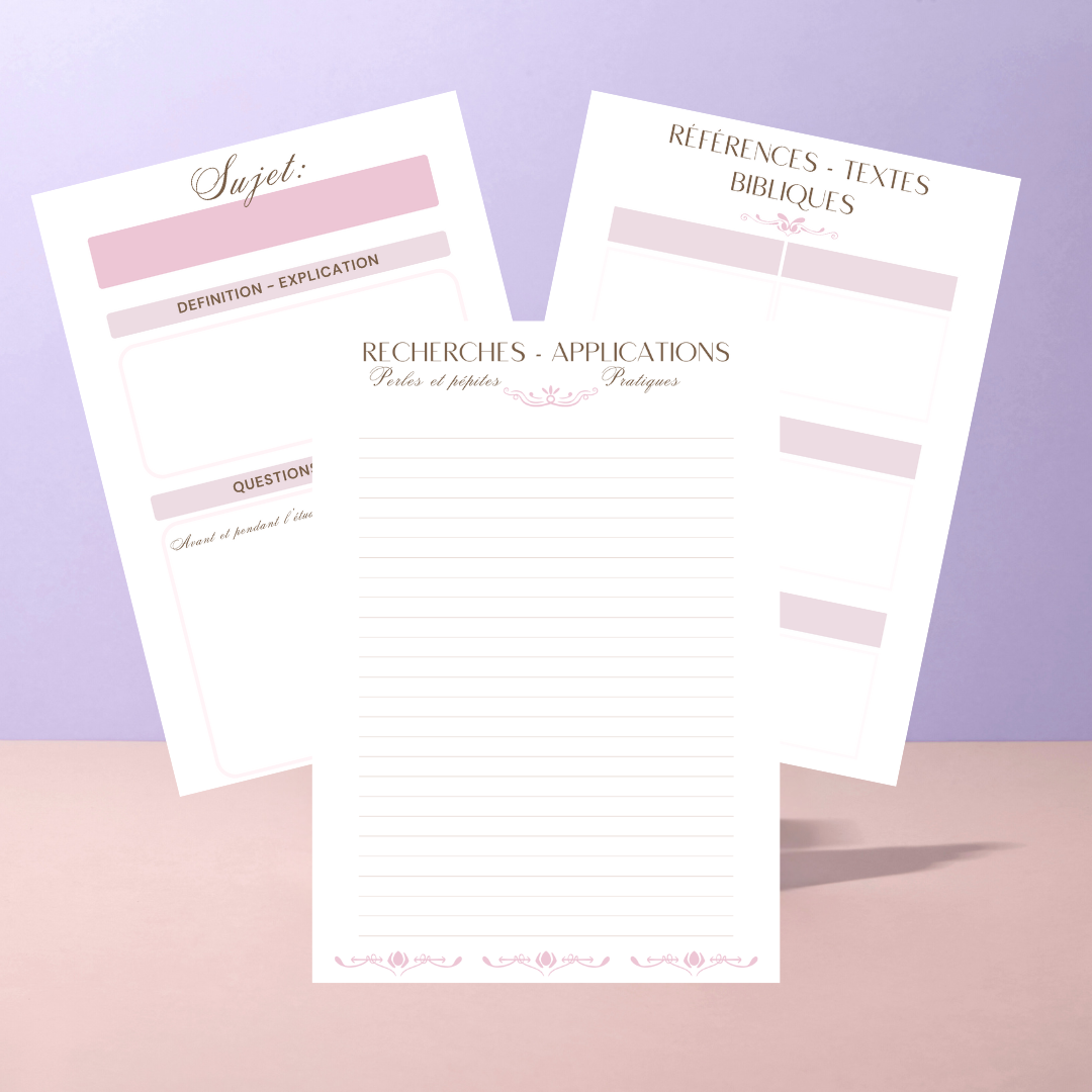 cahier d’étude personnelle pour méditation biblique