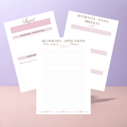 cahier d’étude personnelle pour méditation biblique